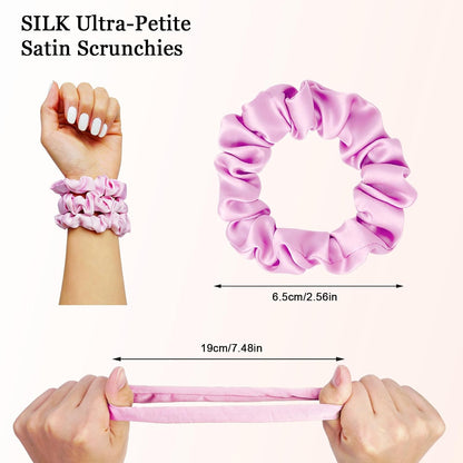 Satin Scrunchies for Women – 8PCS Blush & Brown Silk Hair Ties Set – No Crease, Frizz-Free, Gentle Elastic Hair Bands, Soft & Stylish Everyday Hair Accessories Gifts