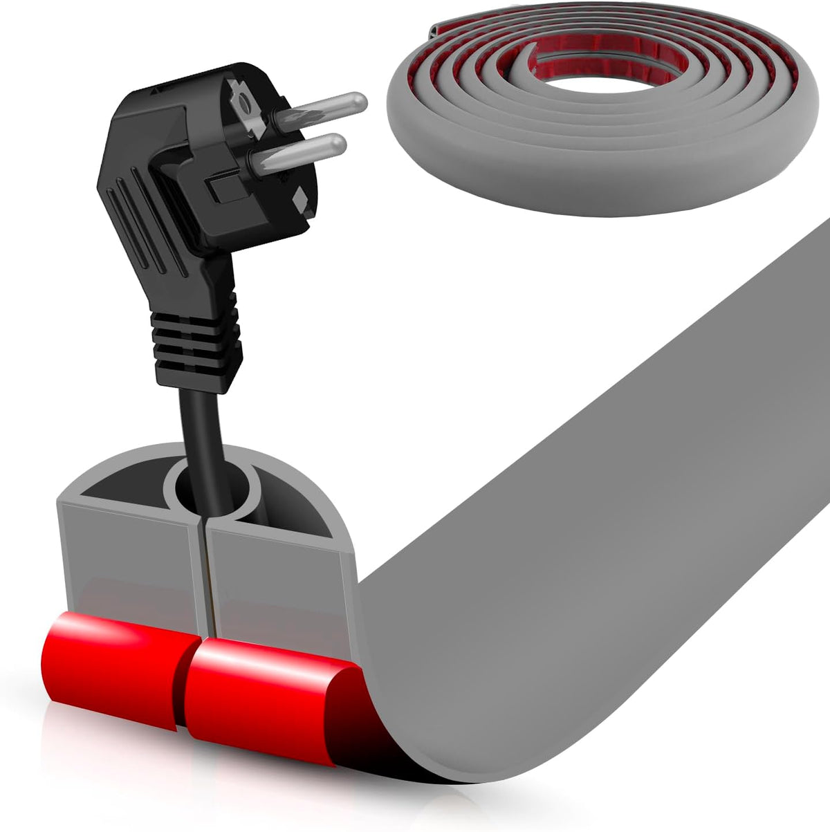 Floor Cord Cover Self Adhesive Cord Hider,10FT Cable Management, Extension Strip Protector for Wires, Prevent Cable Trips for Offices, Gyms, Exhibitions Cavity 0.39"(W) x 0.27"(H) BrownWood