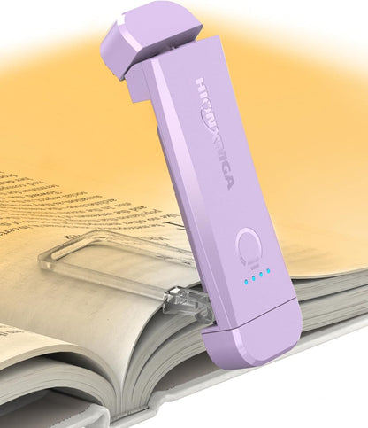 HIONXMGA Book Reading Light,Silent Touch Lamp for in Bed,Rechargeable Clip on Booklight with 3 Amber Colors & Precise Dimming Night Reading,Best Gift Lovers,Kids,Pink,(SD-10)