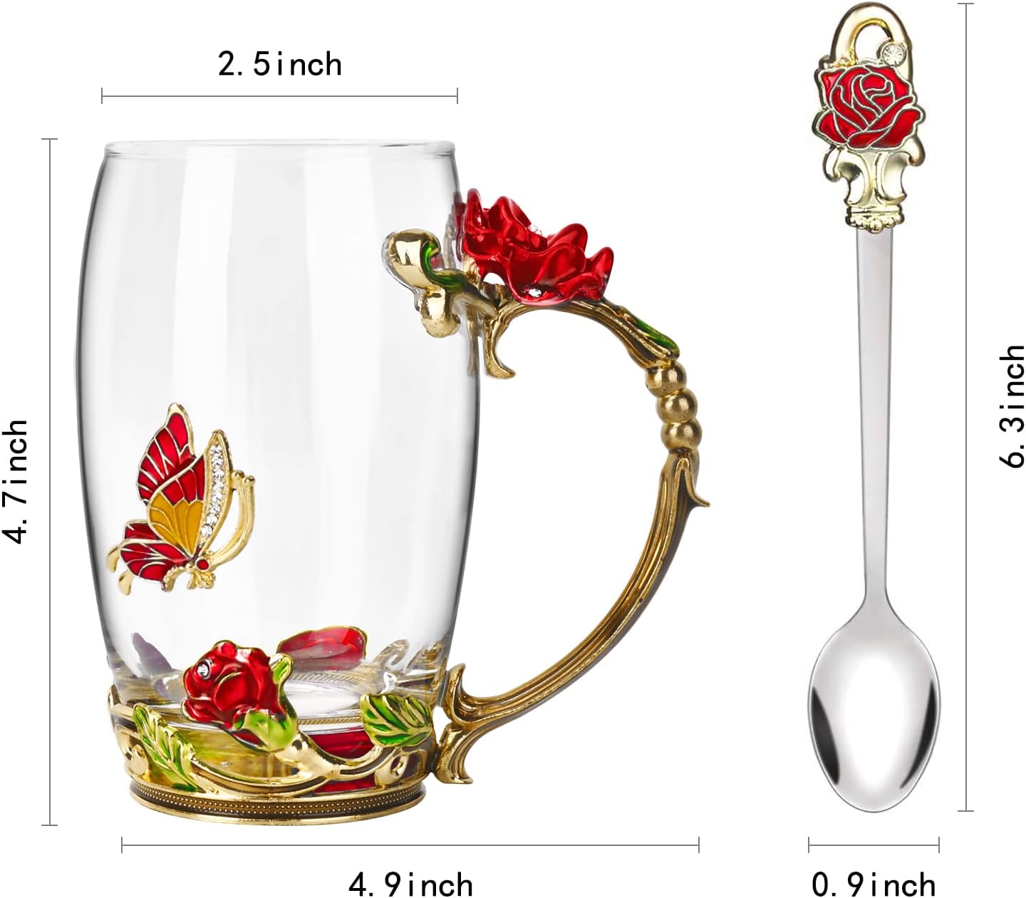 Enamel Glass Flower Tea Pot With Removable Loose Tea Leaf Infuser Tea Maker Teapot Set 30.4OZ Gifts for Women,Mom,Birthday