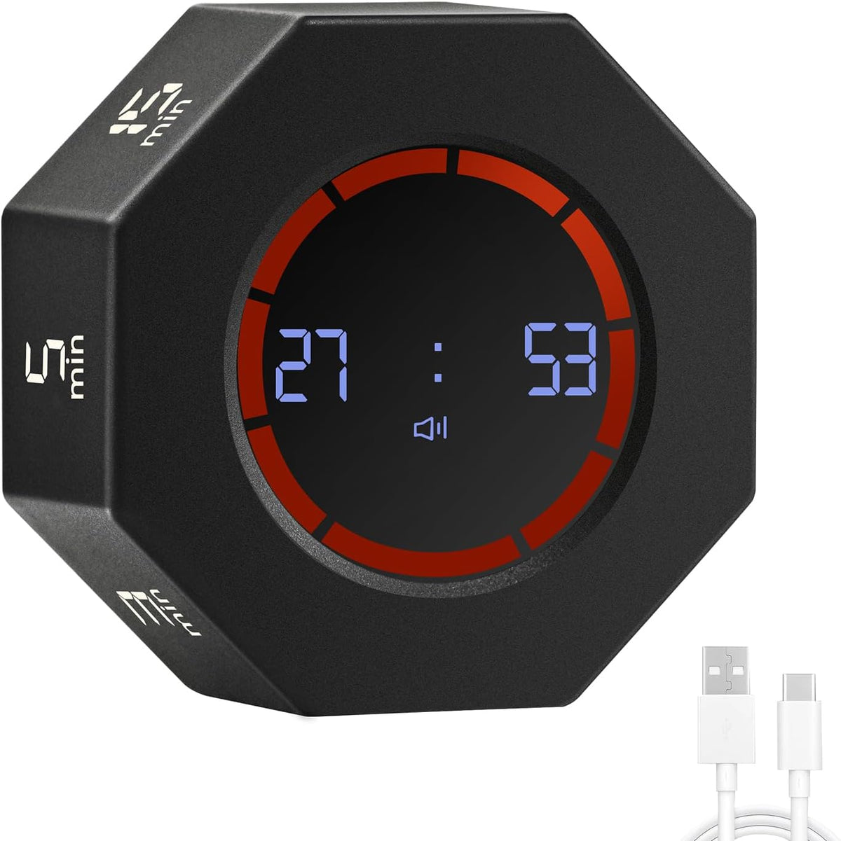 Rechargeable Pomodoro Timer, Small Gravity Timer (Pearl White)