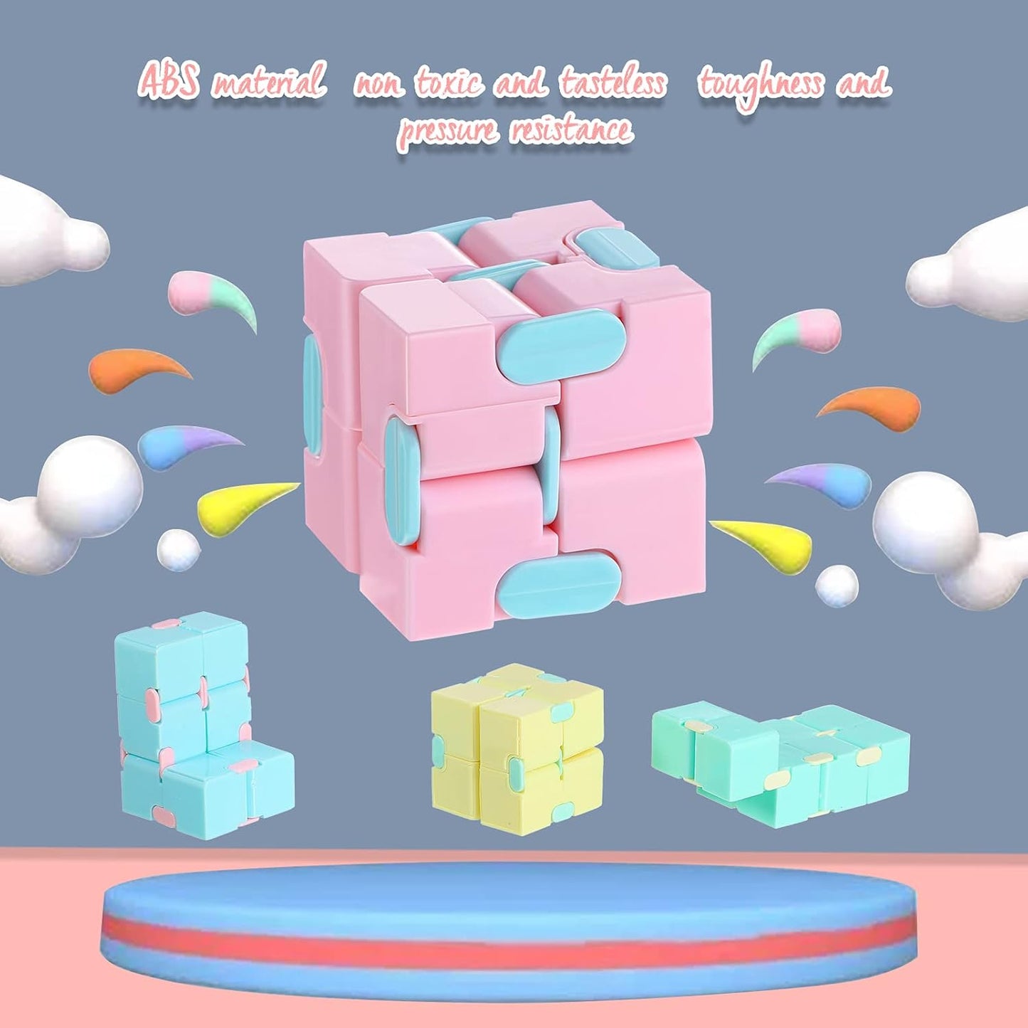 Skylety 6 Pieces Cube Toy, Stress and Anxiety Relief Cube, Mini Durable Stress Relieving Toy for Adults Anxiety Relief