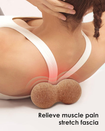 KITWILD Cork Peanut Massage Ball, Peanut Double Lacrosse Massage Ball for Deep Tissue Muscle Massage, Myofascial Release, Muscle Knots, and Yoga Therapy