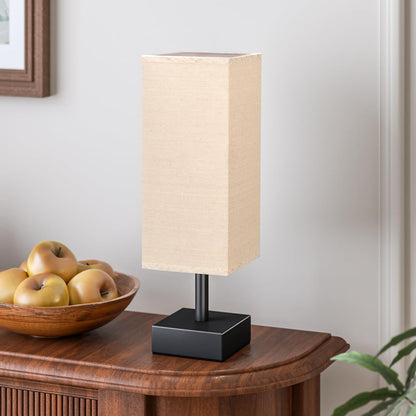 aooshine Small Table Lamp for Bedroom - Bedside Lamps for Nightstand, Minimalist Night Stand Light Lamp with Square Fabric Shade, Desk Reading Lamp for Kids Room Living Room Office Dorm