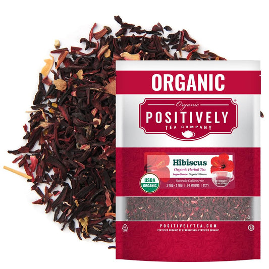 Positively Tea, Organic Hibiscus, Herbal Tea, Loose Leaf, 16 Ounce