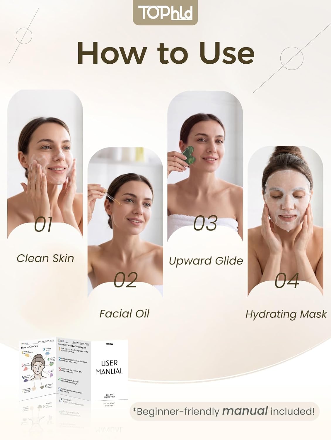 Gua Sha Facial Tools – Stone Guasha Tool for Face, Neck & Body
