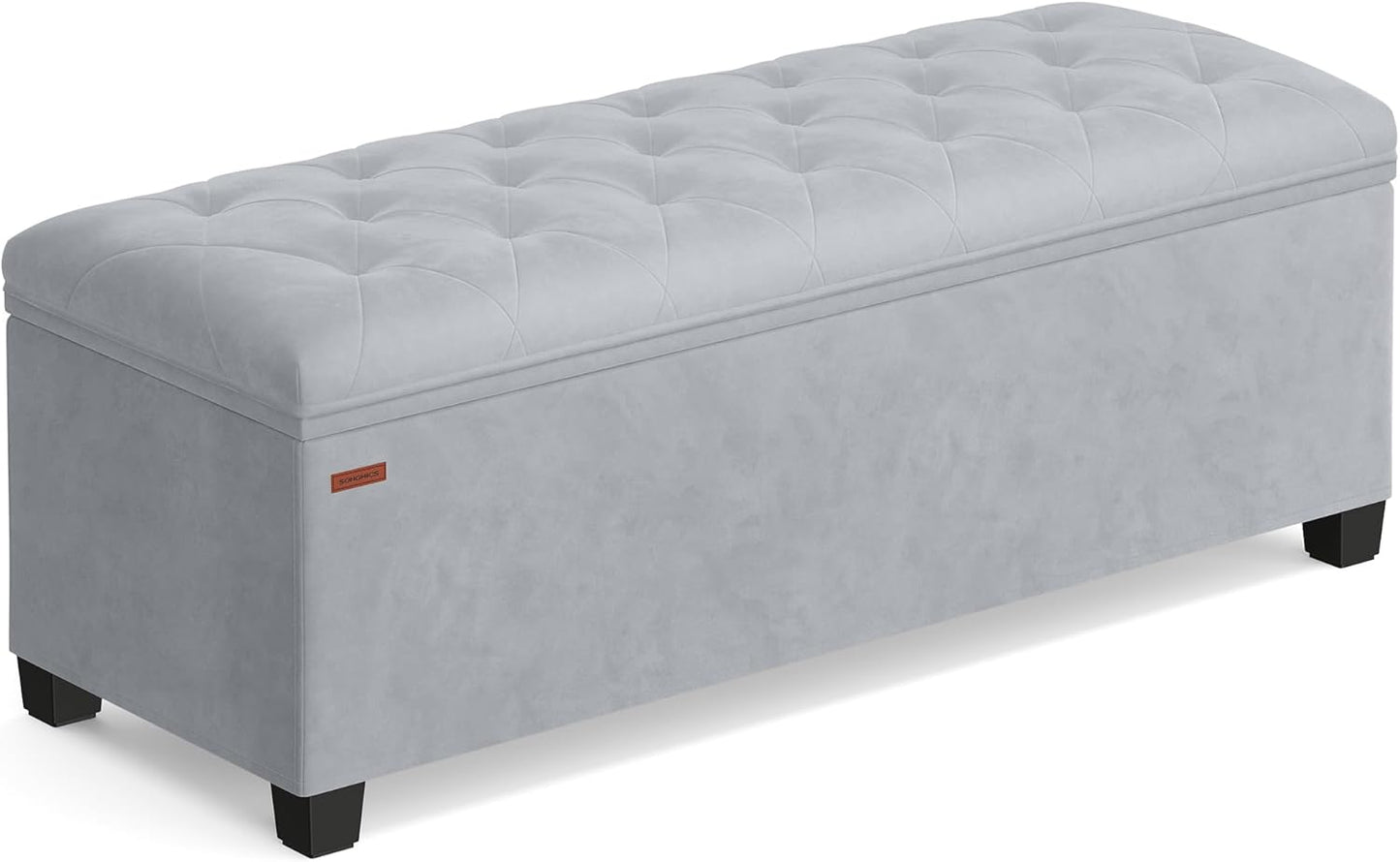 SONGMICS Storage Ottoman Bench, Foot Rest with Legs, 15.7 x 43.3 x 15.7 Inches, End of Bed Bench, Storage Chest, Load up to 660 lb, for Living Room, Bedroom, Entryway, Dark Gray ULSF088G01