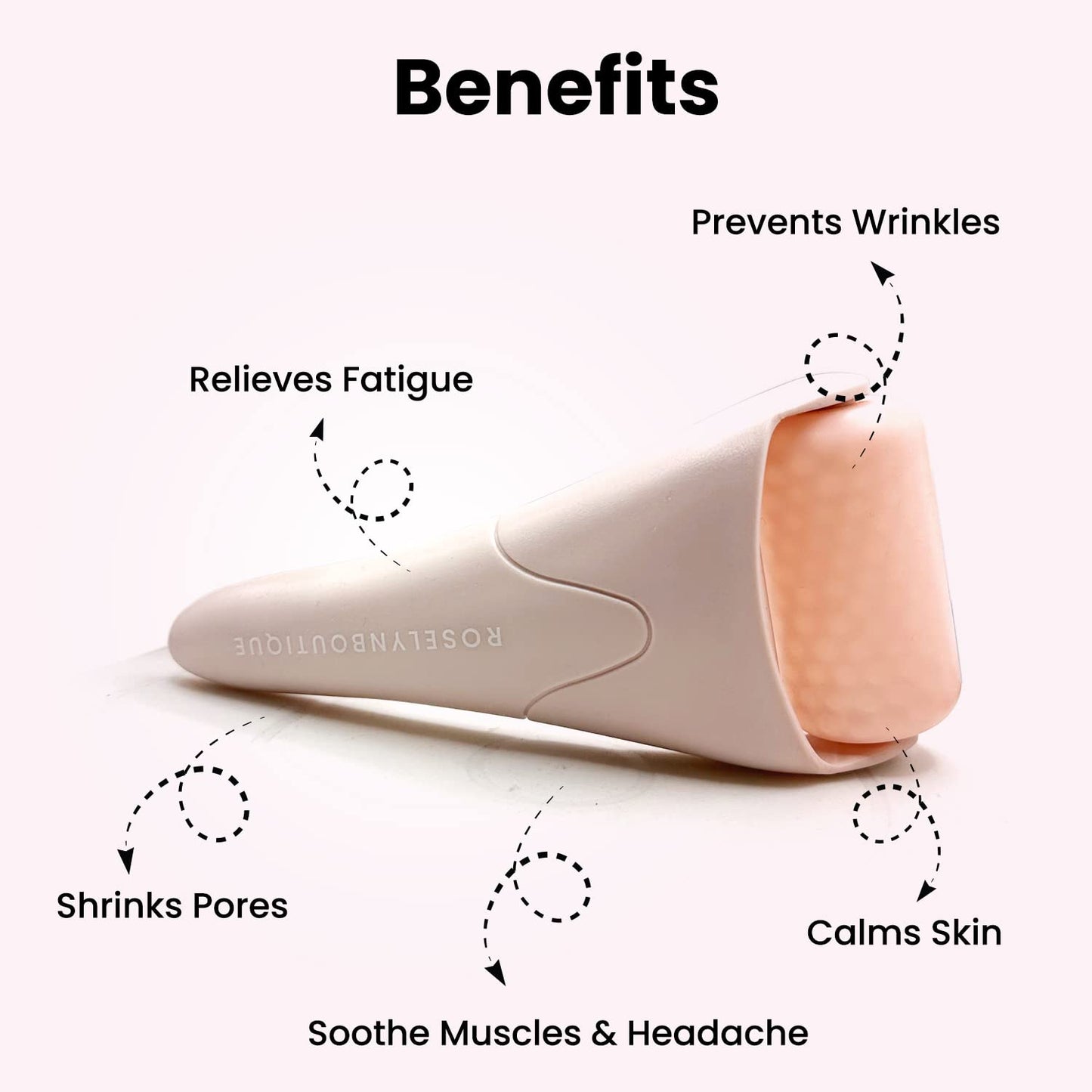 ROSELYNBOUTIQUE Ice Roller for Face & Gua Sha Facial Tools - Wrinkles Fine Lines Puffiness Massager Facial Skin Care Guasha Tools Self Care Gifts for Men Women (Pink)
