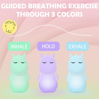 Breathing Loong Guided Visual Breathing Light for Mindfulness Relief | Relaxation Tool | Focus Meditation Device & Calming Night Light | Ideal for All Ages, Home & School Use (Loong)