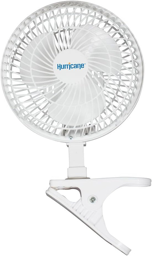 Hurricane Classic Clip Fan with Tilt, 2 Speeds, White, 6in