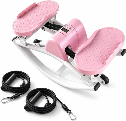 Rock Stepper for Exercise at Home, Rocking Stepper Side to Side with Resistance Bands & Digital Display, 300 LBS Capacity Full Body Workout Low-Impact Knee-Friendly Anti-Slip Side Stepper