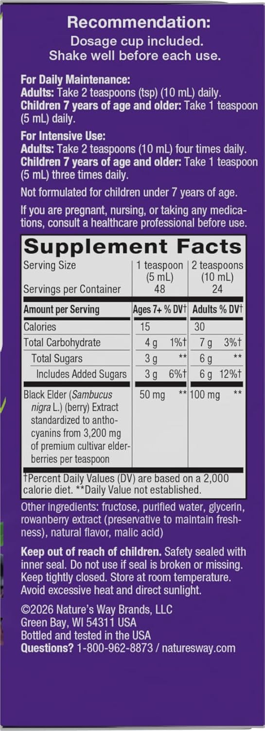 Nature's Way Sambucus Traditional Elderberry Immune Support* Syrup, 8 fl oz