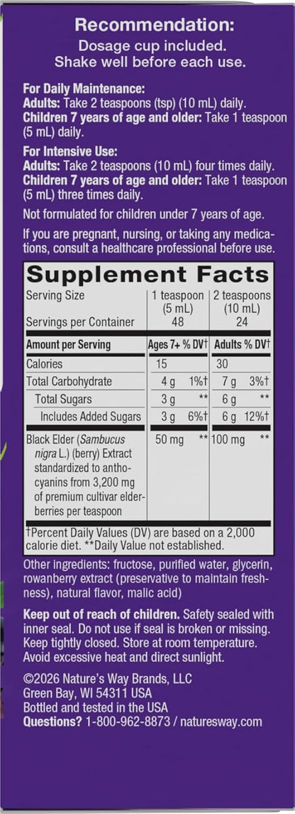Nature's Way Sambucus Traditional Elderberry Immune Support* Syrup, 8 fl oz