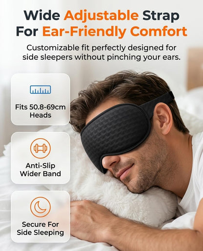Blackout Weighted Eye Mask for Sleeping: 3D Contoured Gentle-Pressure Sleep Mask for Men & Women - Airplane Travel & Night Shift Essentials, Zero Eye Pressure, Breathable Blindfold, Black