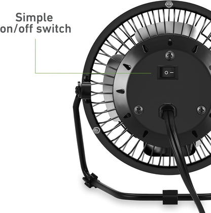 HOLMES Mini High Velocity Desk Fan 4in 4 Blade Black