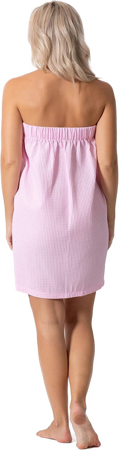 Turkish Linen Women’s Waffle Spa Body Wrap with Adjustable Closure
