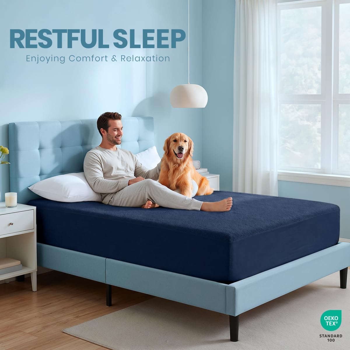 Queen Size Mattress Protector Waterproof, Premium 200 GSM Terry Mattress Cover, Soft & Breathable Bed Cover, Fitted Sheet Style Stretchable Deep Pockets 17" by Utopia Bedding (White)
