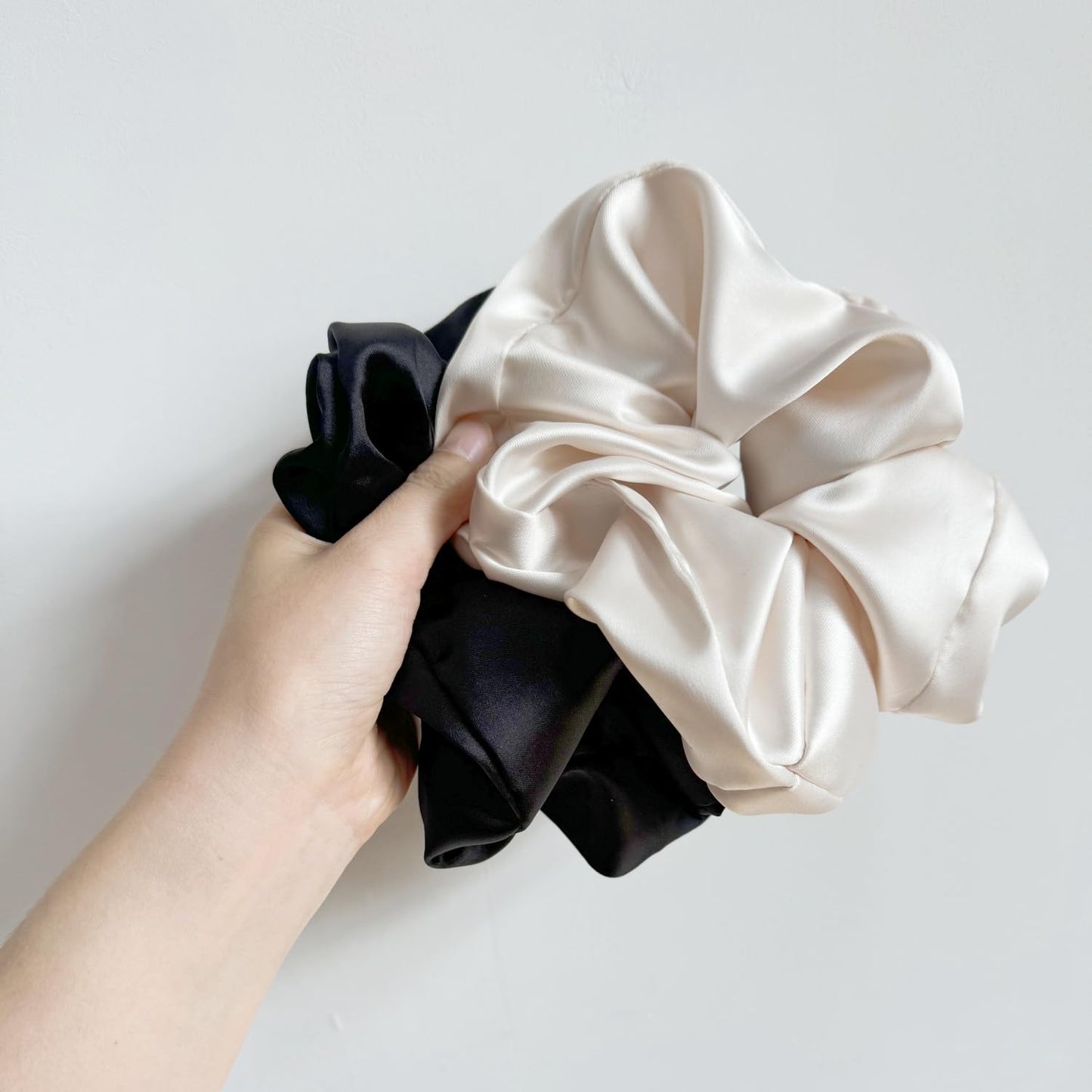 4 Pieces Jumbo Satin Silk Scrunchies for Women 7.2 Inches Large Oversize Scrunchies For Thick Hair Elastic Hair Ties (Pink Mix)
