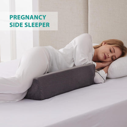 Bedluxe Knee Pillow for Back Sleeping, Leg Pillow Knee Wedge Pillow, Memory Foam Wedge Pillows for Legs Post Surgery, Triangle Pillow for Knee Support, Leg Elevation, Knees Hip Back Pain Relief, White