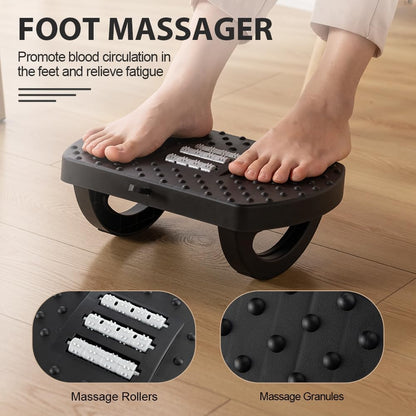 CasaZenith Under Desk Footrest, Foot Rest for Under Desk at Work, Ergonomic Foot Stool for Office Desks, Small Rocking Footrest with Massage Roller&Portable Handle, Leg Rest, 13" L x 9.2" W x 4.7" H