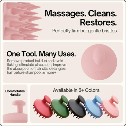 SXNSE - Revive Silicone Scalp Massager, Arctic - Manual Hair & Scalp Scrubber for Dandruff, Buildup, Itch, & Hair Growth - Soft Exfoliating Silicone Bristles for Wet & Dry Hair, Flake-Free Finish