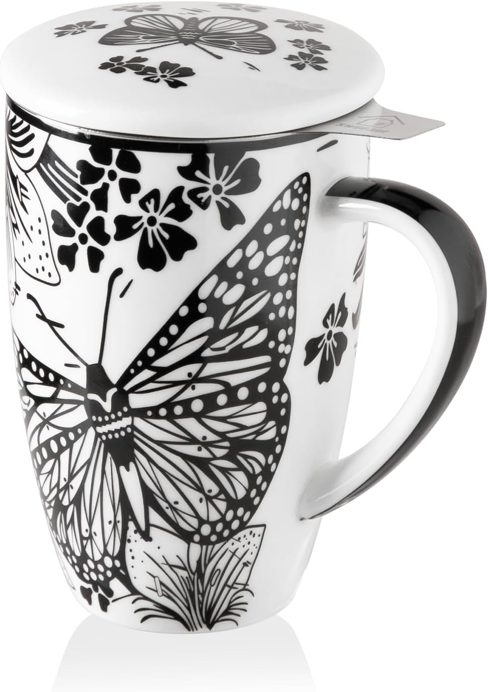 Sweejar Porcelain Tea Infuser Mug with Lid, 16 oz Teacup with Strainers for Loose Leaf Tea, Microwave and Dishwasher Safe Coffee Mug(Purple)