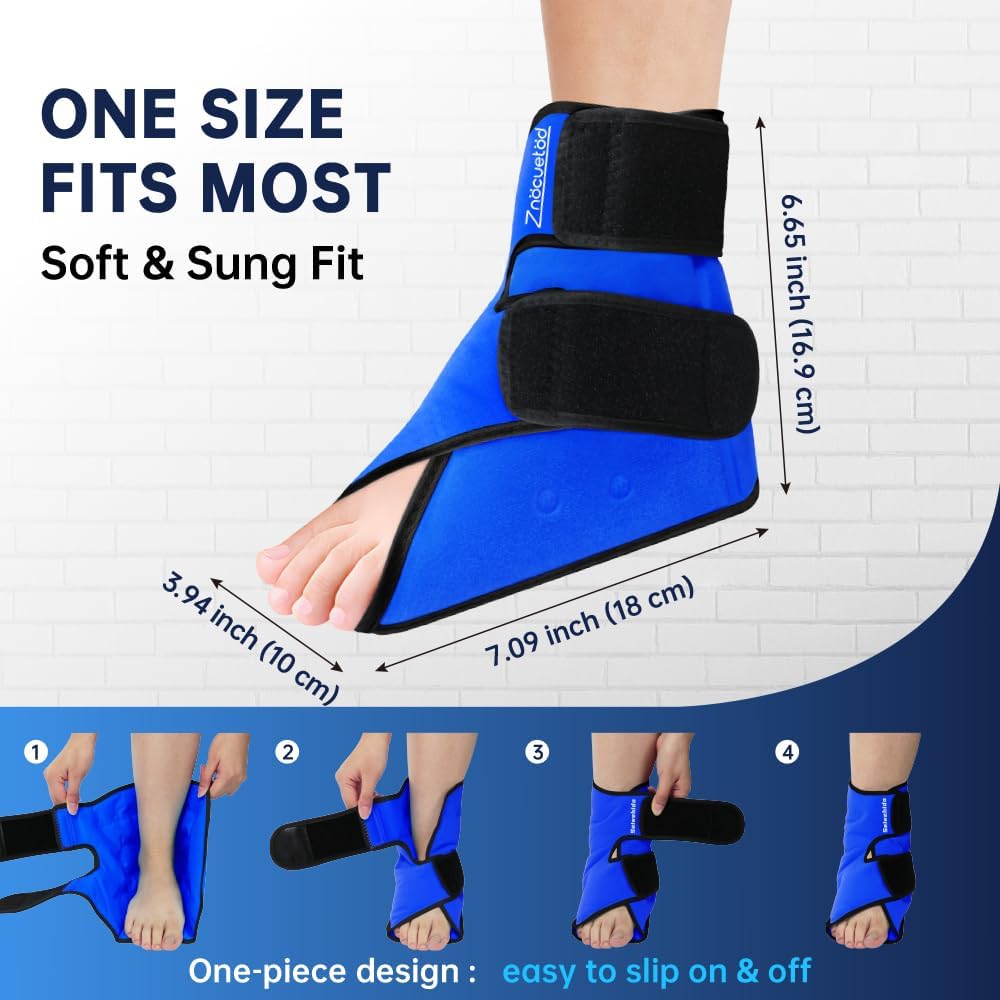 Ankle Ice Pack Wrap for Heel Swelling Pain Relief Reusable Gel Hot Cold Compress for Achilles Tendonitis Plantar Fasciitis, Post-Surgery, Sports Injury(1pcs,Blue)