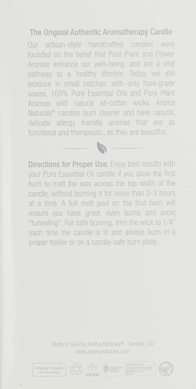 Aroma Naturals Essential Oil Tranquility Pillar Candle, 2.5" x 4", Lavender, 11 Ounce