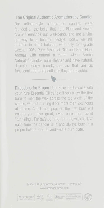 Aroma Naturals Essential Oil Tranquility Pillar Candle, 2.5" x 4", Lavender, 11 Ounce