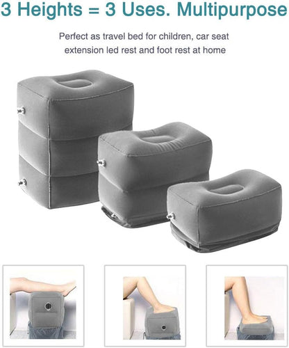 ZIQIAN Inflatable Travel Foot Rest Pillow, Adjustable 3-Layer Height