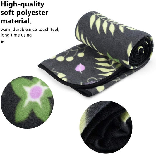 forestfish Fleece Throw Blanket Cozy Soft Portable Travel Blanket Compact for Long Car Airplane Train Rides 60" x 40", Flower