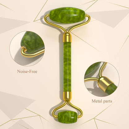 Natural Gua Sha & Jade Roller Set, Gua Sha Tool for Face & Body, Anti-Swelling Skin Tightening Home SPA Tool, Muscle Relief Safe Polished Jade, Self-Care Gift Set for Home Travel