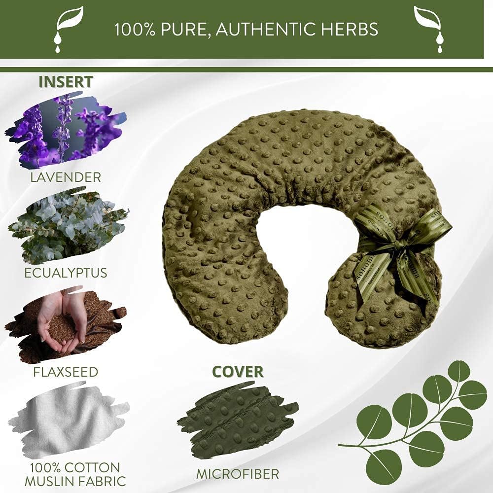 Sonoma Lavender Luxury Lavender Heatable/Chillable Neck Pillow, Microwaveable for Neck and Shoulders with Removable Washable Covers, Great for Relaxation and Pain Relief (Angora Platinum)