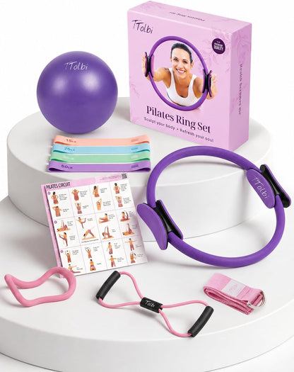 Dance Pilates Ring and Ball Set with Video Tutorials, Home Pilates Kit