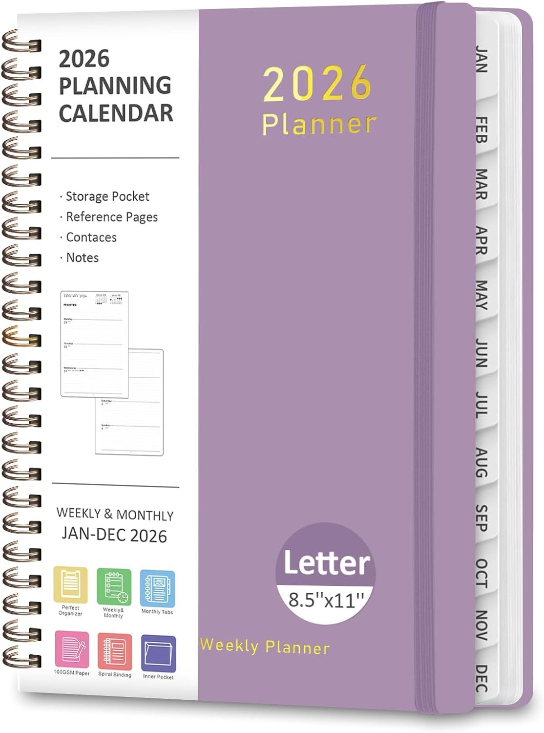 Planner 2026-2027, Weekly and Monthly Calendar Planner, JUL 2026 - JUN 2027 | Academic Year, Daily Agenda Book, A5(6.3'' x 8.5''), Sprial Bound, Inner Pocket, Office School Use