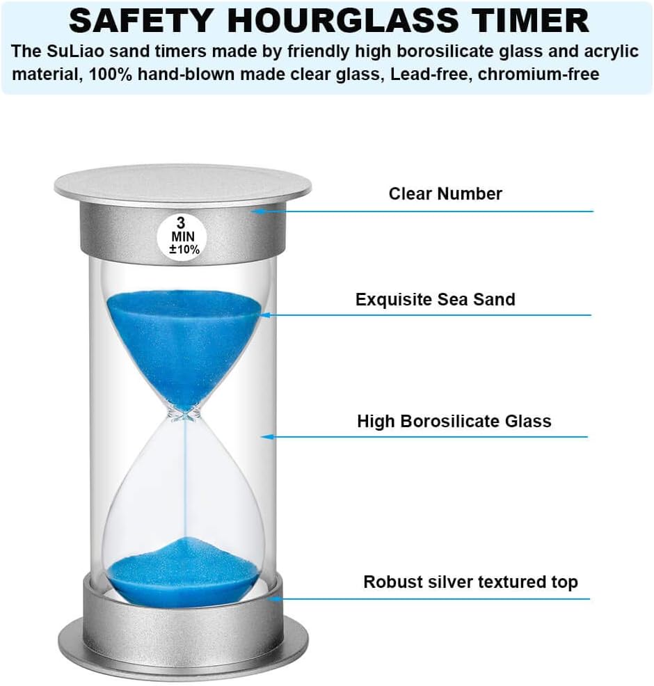 2 Minute Hourglass Sand Timer with Suction Cup,Unbreakable Sucker Sand Clock Timer 2 min,Plastic Mini Sand Watch,Rotatable Reloj De Arena for Kids Toothbrush(Blue)
