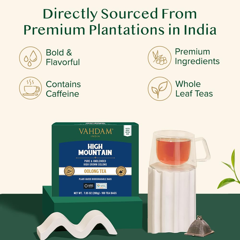 VAHDAM High Mountain Oolong Teabags(100 Count)High Grown, In Pyramid Teabag