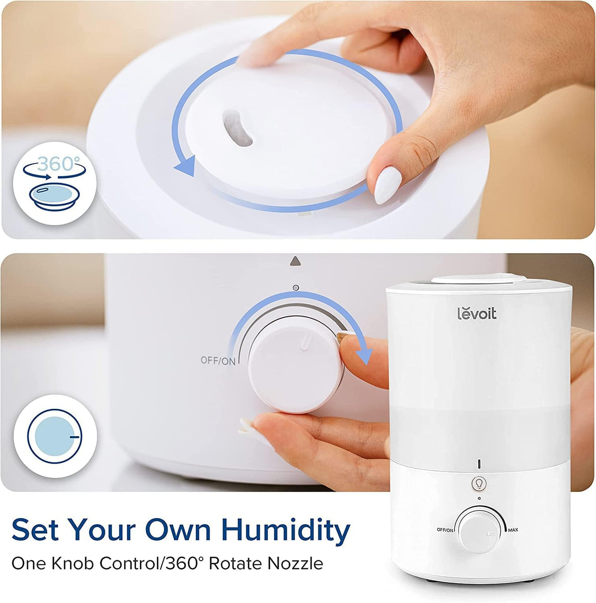 Levoit Humidifiers for Bedroom, Smart Warm and Cool Mist, Symptom Relief