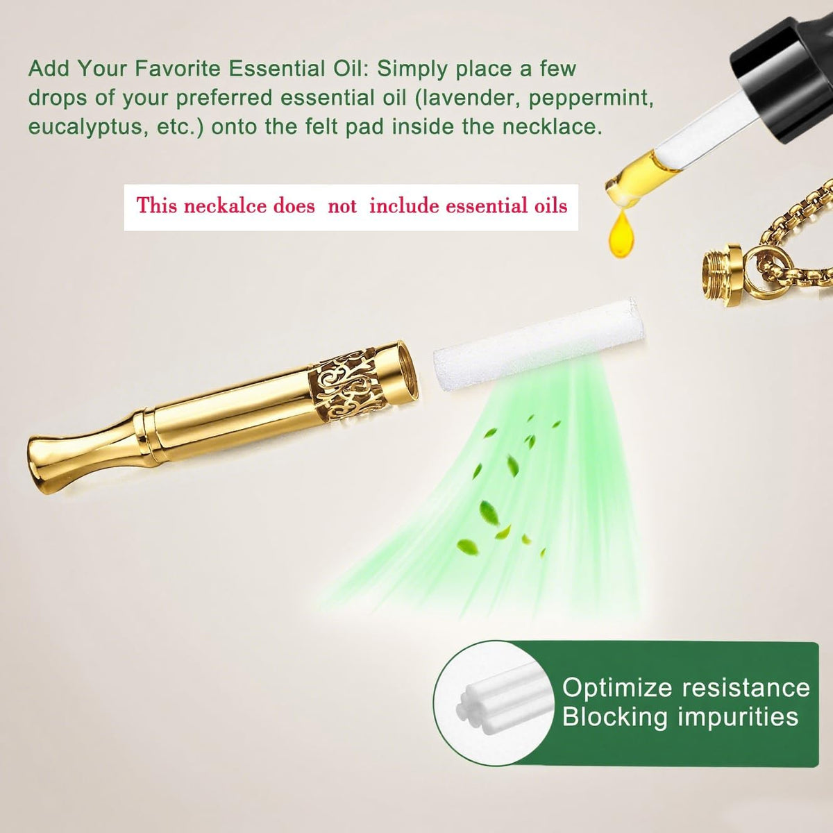 Quit Smoking Aid Necklace Stainless Steel Aromatherapy Diffuser (Rainbow)