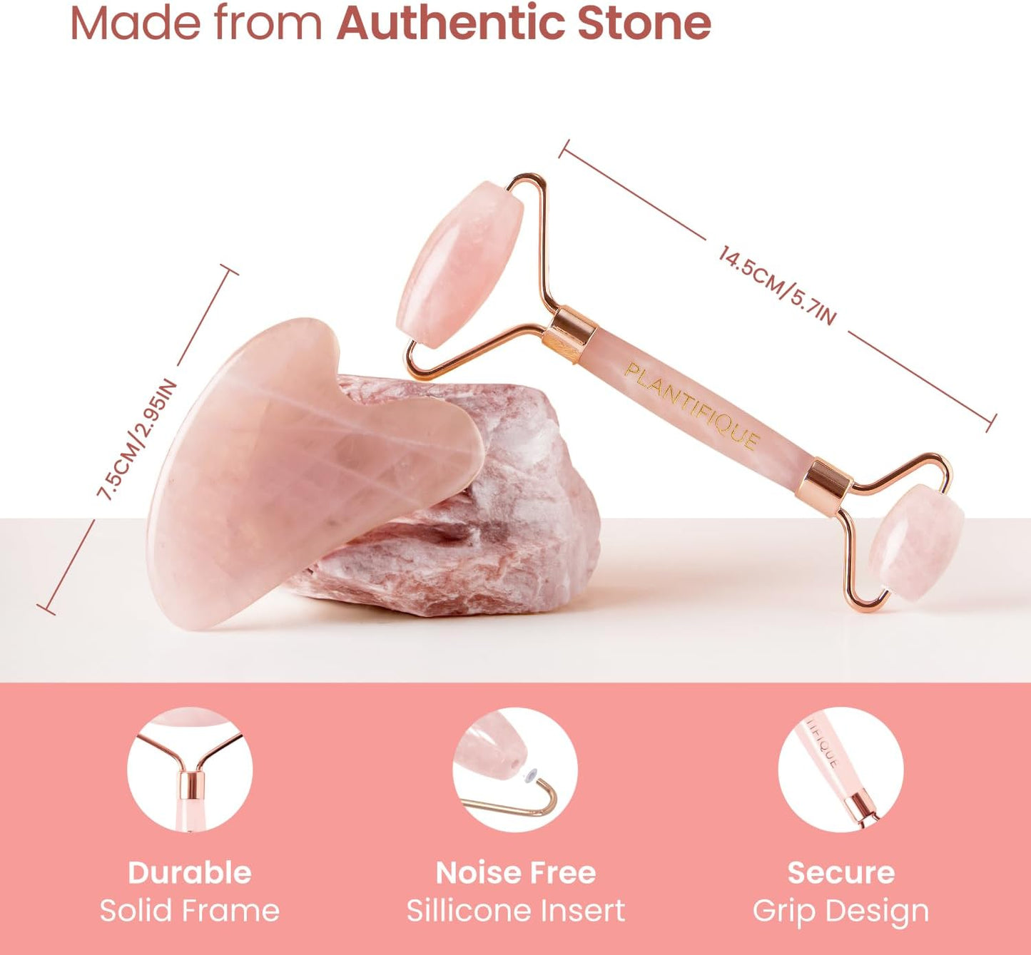 PLANTIFIQUE Stainless Steel Gua Sha and Ice Roller for Face & Body - Cooling Facial Tool Set to Reduce Puffiness, Improve Lymphatic Drainage & Soothe Skin
