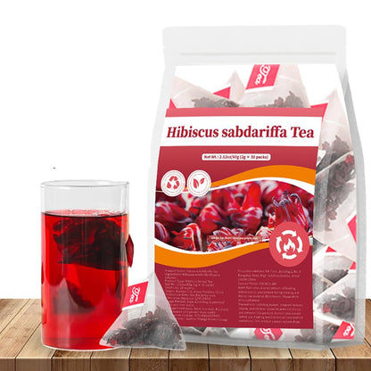 Kuting Premium Hibiscus Tea Bags, 100% Natural Herbal Mint Tea, Sugar Free, Gluten Free, Soy Free, Non-GMO, 30 Count Round Eco-Conscious Teabags (Hibiscus Tea)