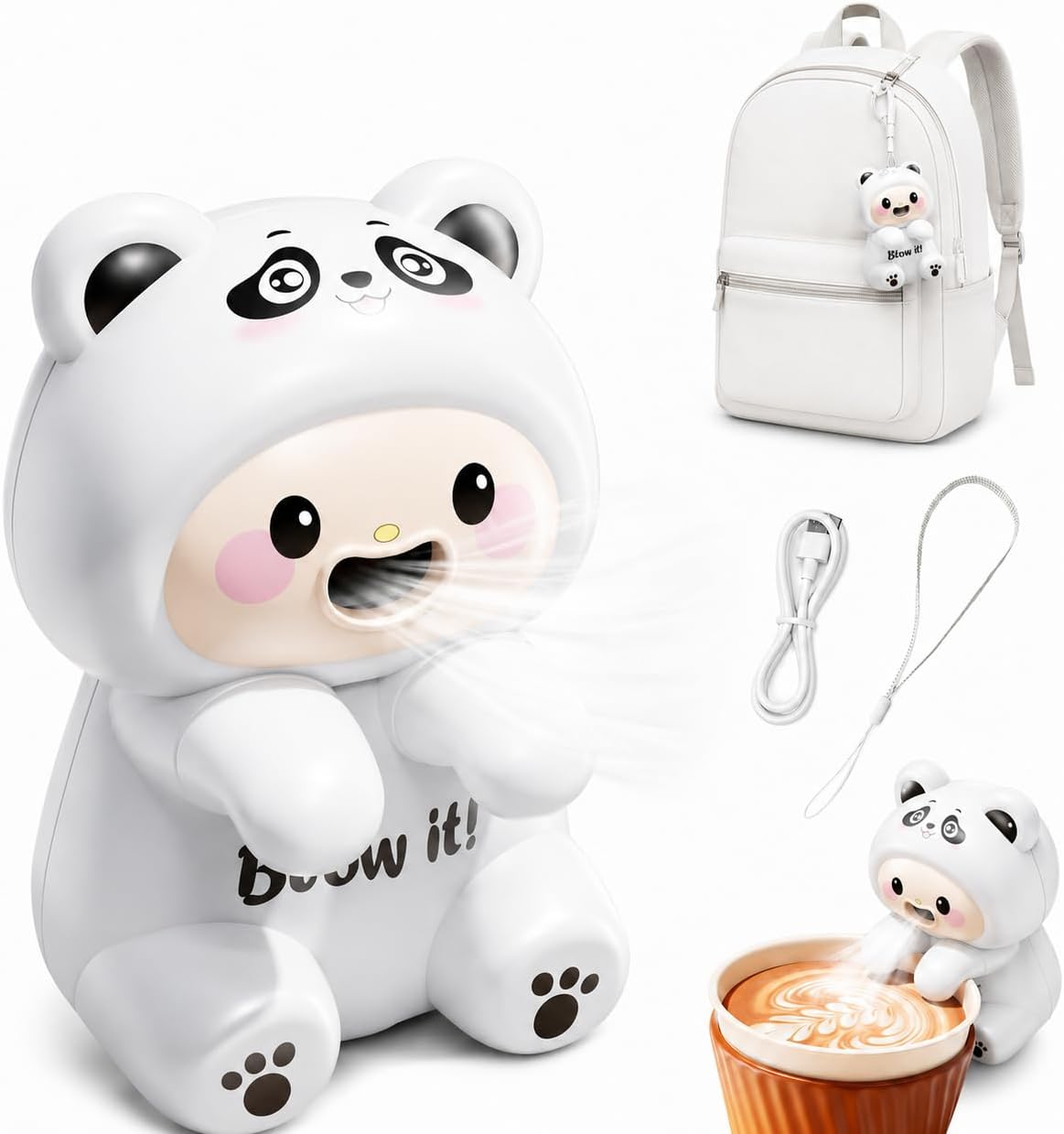 Cooling Clip-On Mini Fan for Cup & Bowl,Dinosaur Animal Fans Coffee Chiller