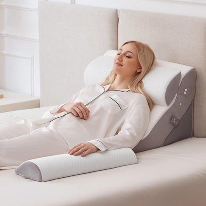 Ruqmuis Wedge Pillow Set for After Surgery, Bed Wedge Pillow, White