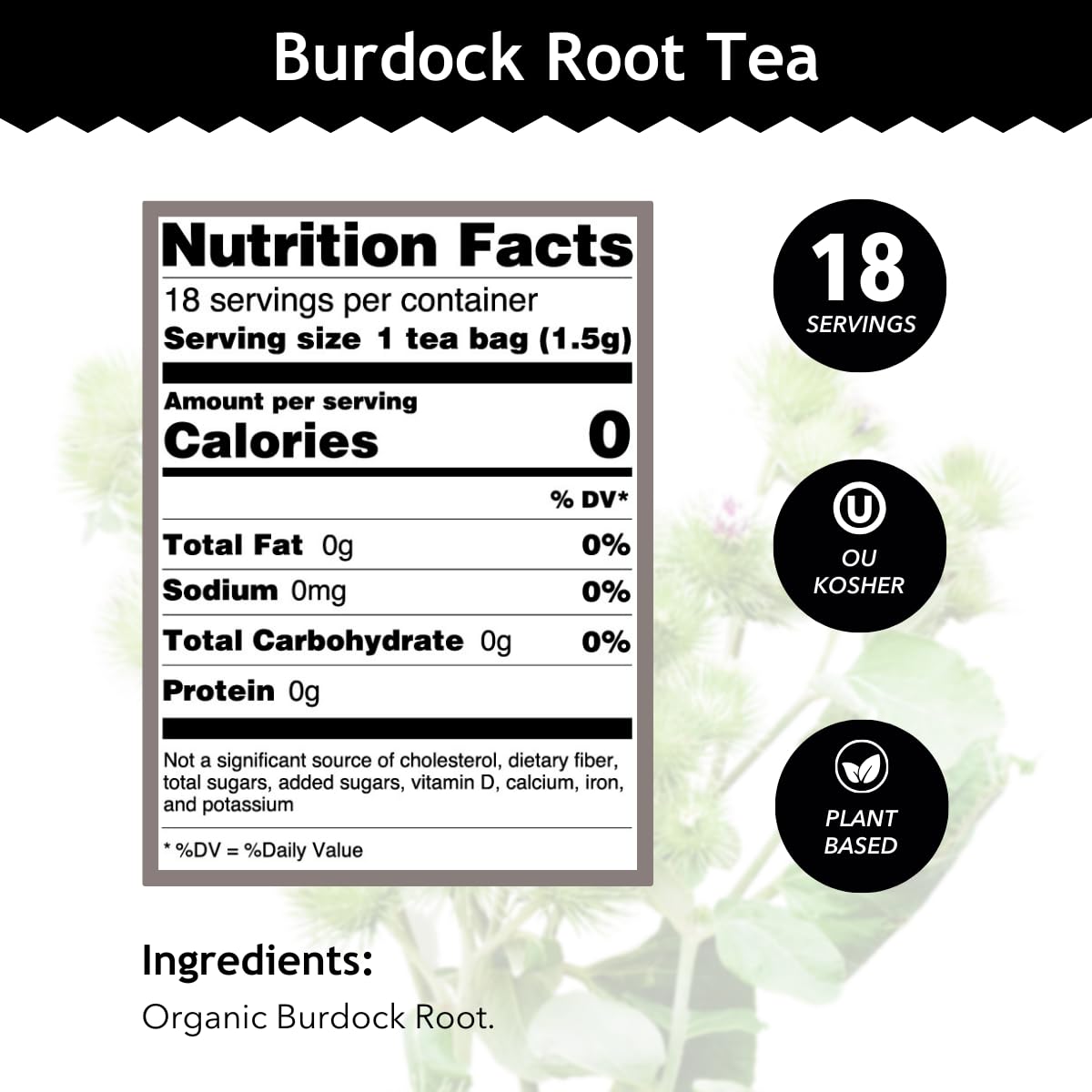 Buddha Teas Organic Burdock Root Tea - Herbal Tea, Caffeine Free