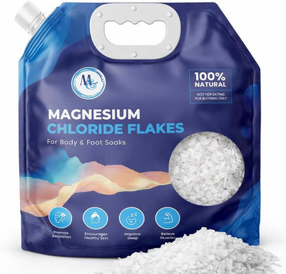 Dead Sea Magnesium Flakes Bath Salts for Soaking & Foot Soak - Natural Pure Chloride Supplement - Unscented Epsom Salt Alternative - Muscle Relief, Skin Nourishing & Better Sleep