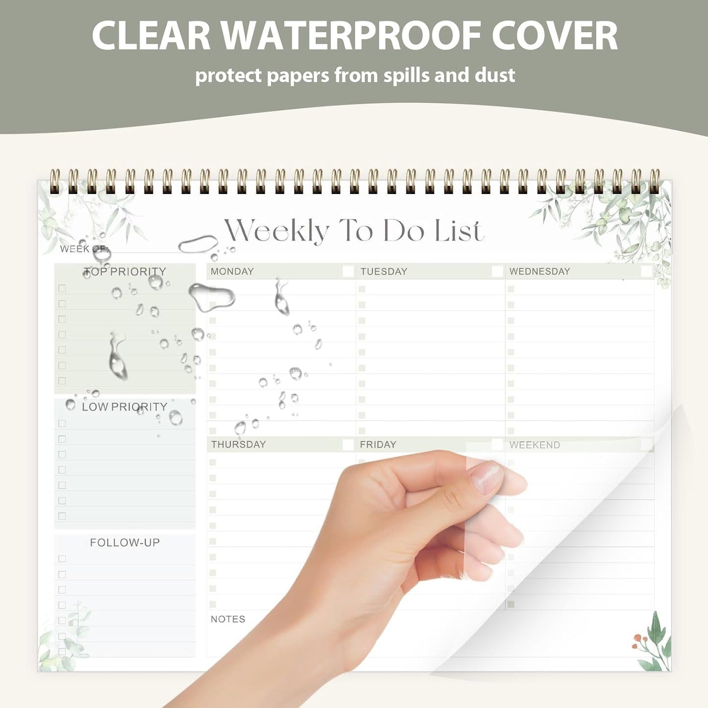 Weekly To Do List Notepad, Undated Planner with 52 Sheets (8.5''x11'') | Desk Accessories and Supplies, Women & Man, Home School & Work