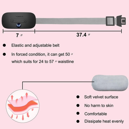 Portable Cordless Heating Pad, Electric Waist Belt Device, Fast Heating Pad with 3 Heat Levels and 3 Massage Modes, Back or Belly Heating Pad, Gift for Her, Women and Girl