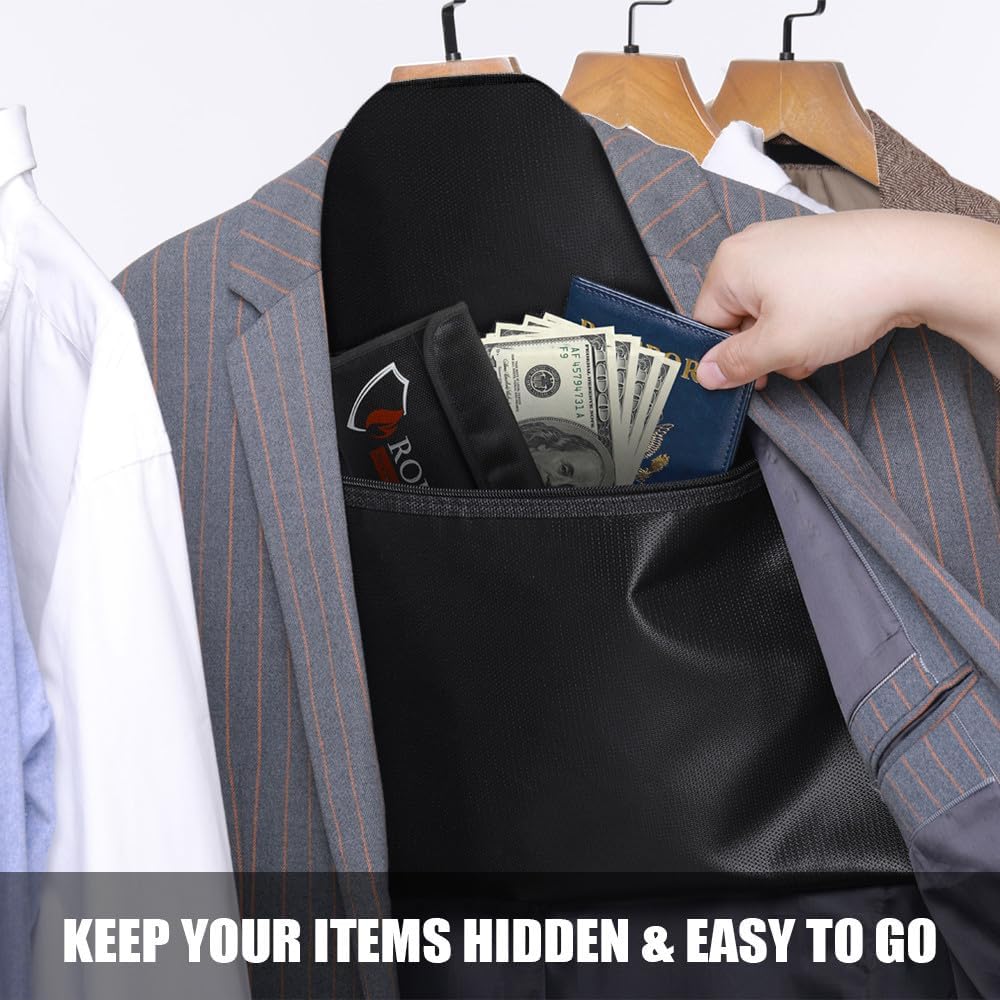 ROLOWAY Hanger Diversion Fireproof Safe, Hidden Compartment for Home & Travel, Secret Safe for Cash Hiding Under Clothes with Small Fireproof Bag