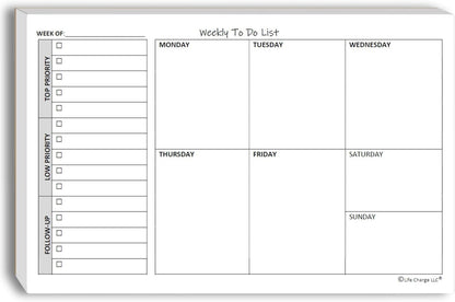 Life Charge Weekly Planner Notepad for Work & Home, Weekly To Do List Pad with Daily Checklist, Priority & Notes, 60 Pages, 8.5 x 11 Letter, Landscape