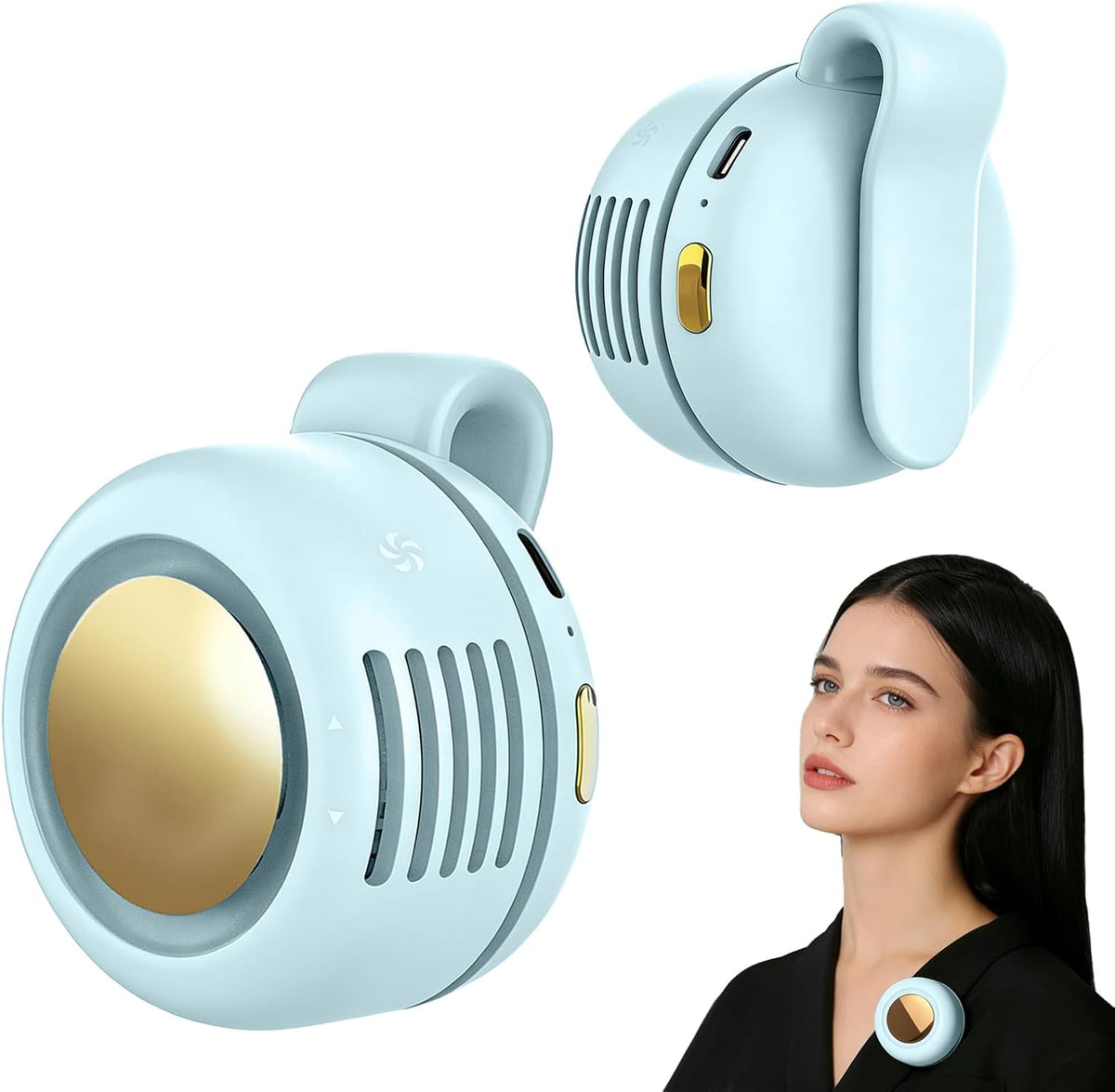 Portable Fan,Clip On Waist Bladeless, Ultra-Quiet Personal Mini Neck Fan